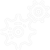 Graphic icon of some cogs.