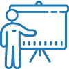 Icon for training with a man in front of a board.